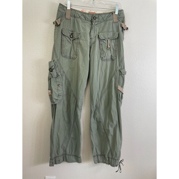 Vintage Y2K Abercrombie & Fitch Womens 10 Cargo Pants Olive Green Baggy Utility - Picture 1 of 9